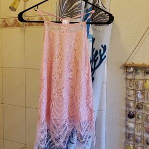 Racerback Lace Pink Tank Top